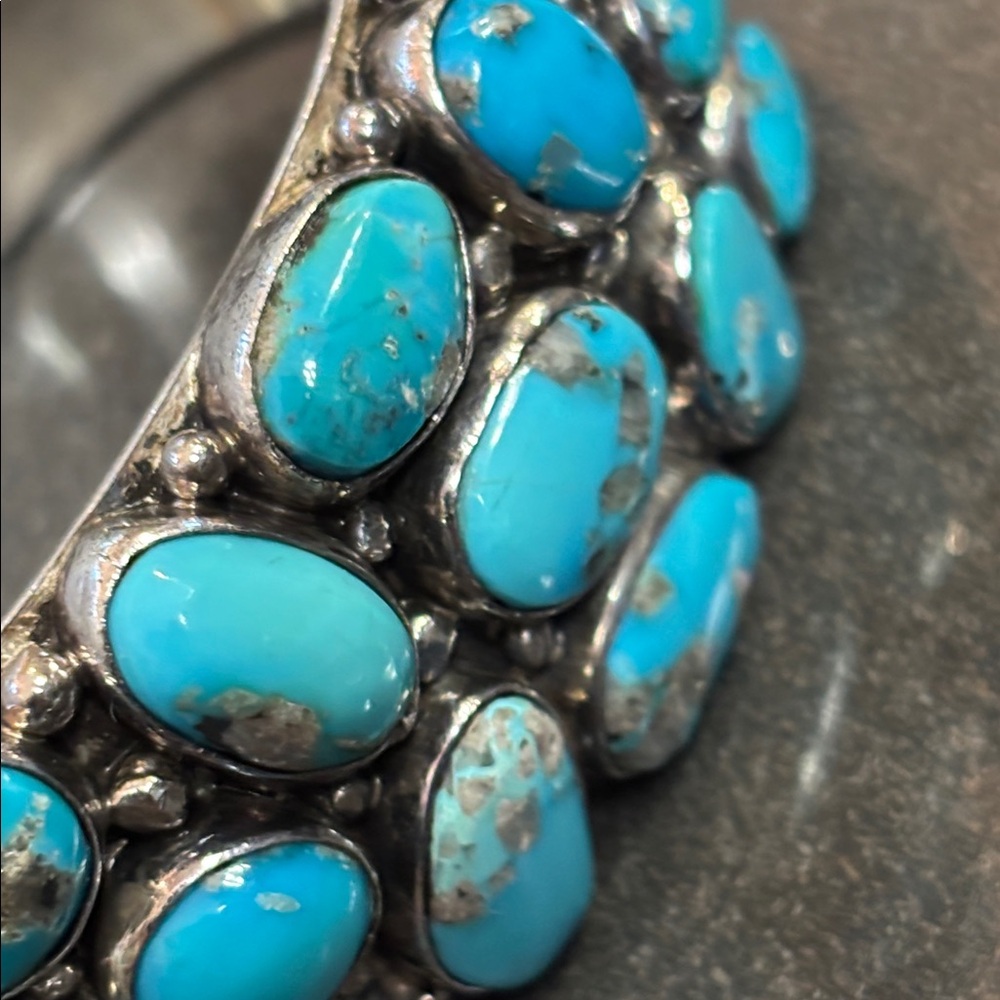 Thompson Turquoise Blue Cluster Cuff Bracelet - Picture 8 of 17